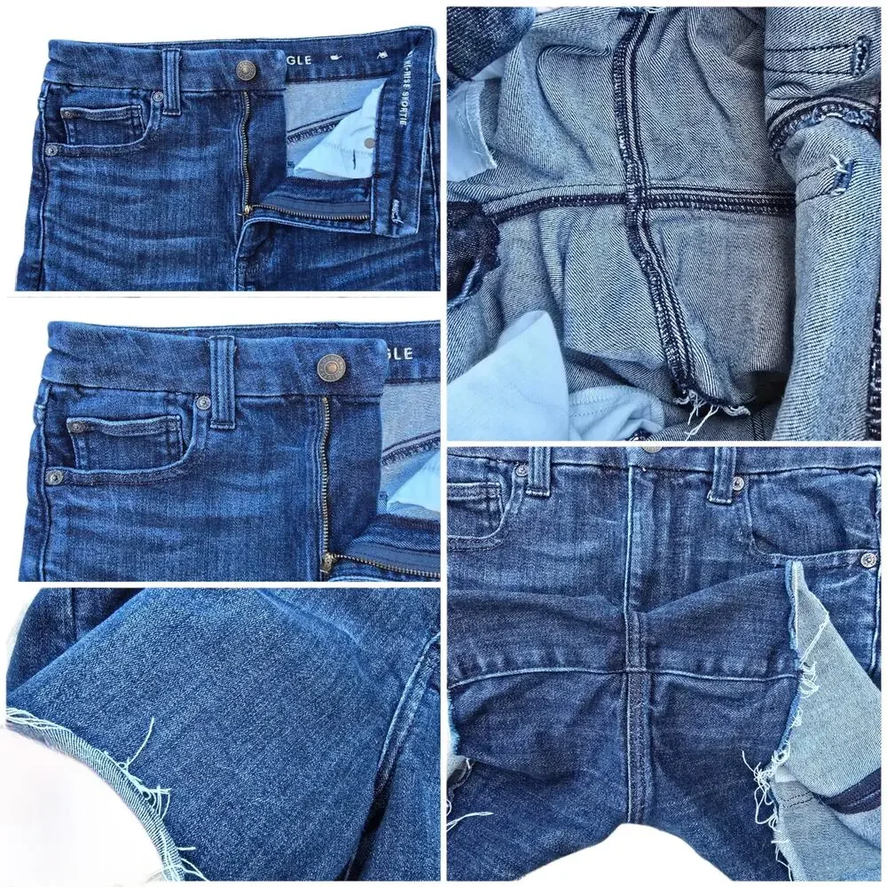 Hi-Rise Cutoff Shorts AEO Size 6 Curvy Shortie Dark Stretch Denim Jean Super Hi - Picture 3 of 6